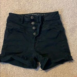 American Eagle Black Button up Denim Shorts